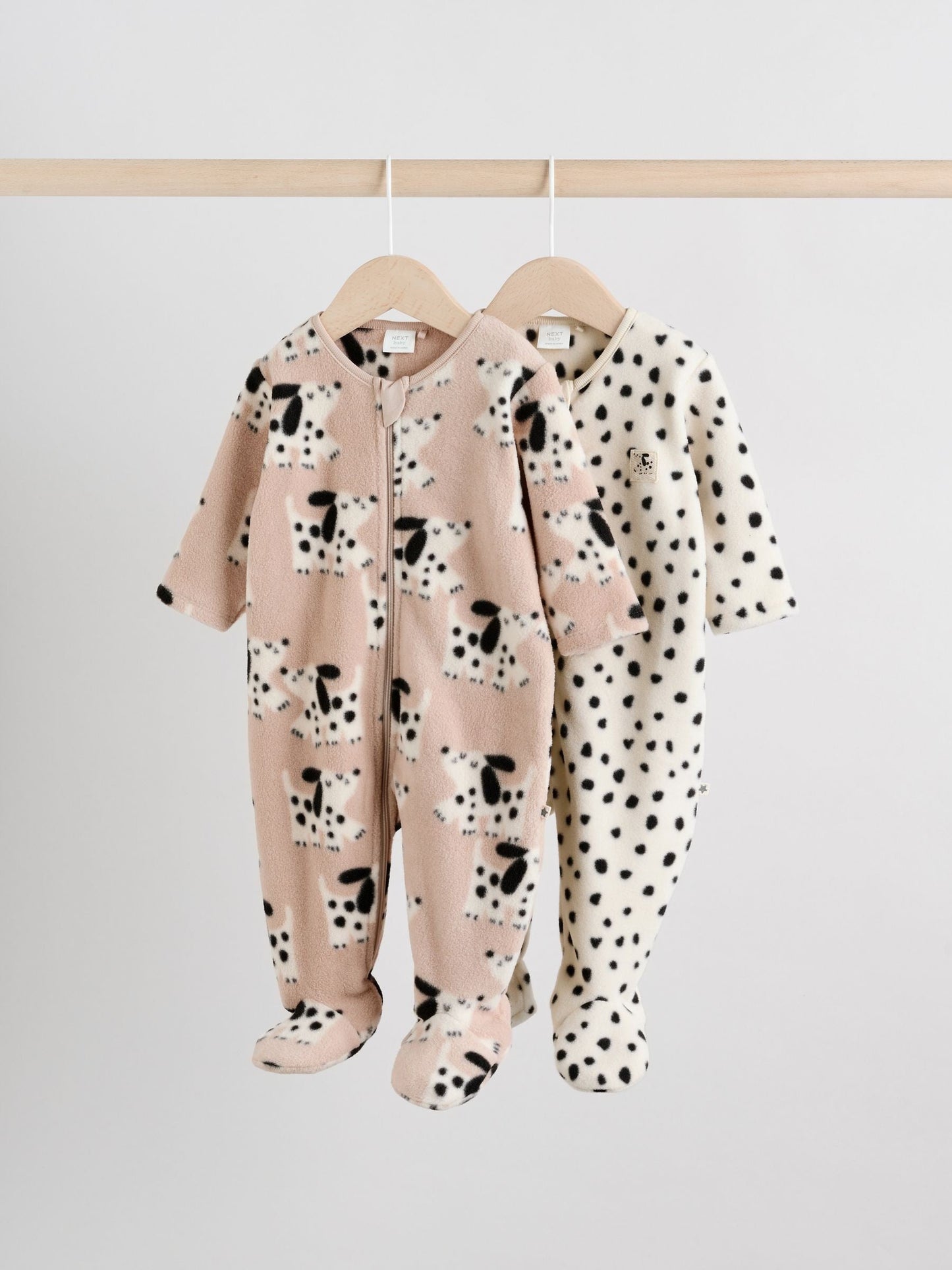Neutral Baby Micro Fleece Two Way Zip Sleepsuits 2 Pack