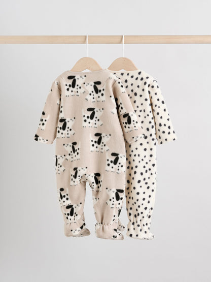 Neutral Baby Micro Fleece Two Way Zip Sleepsuits 2 Pack