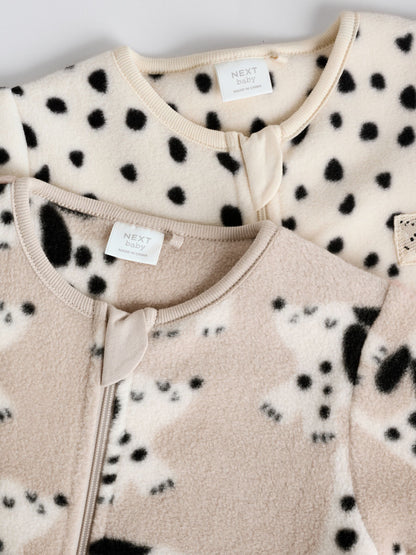 Neutral Baby Micro Fleece Two Way Zip Sleepsuits 2 Pack