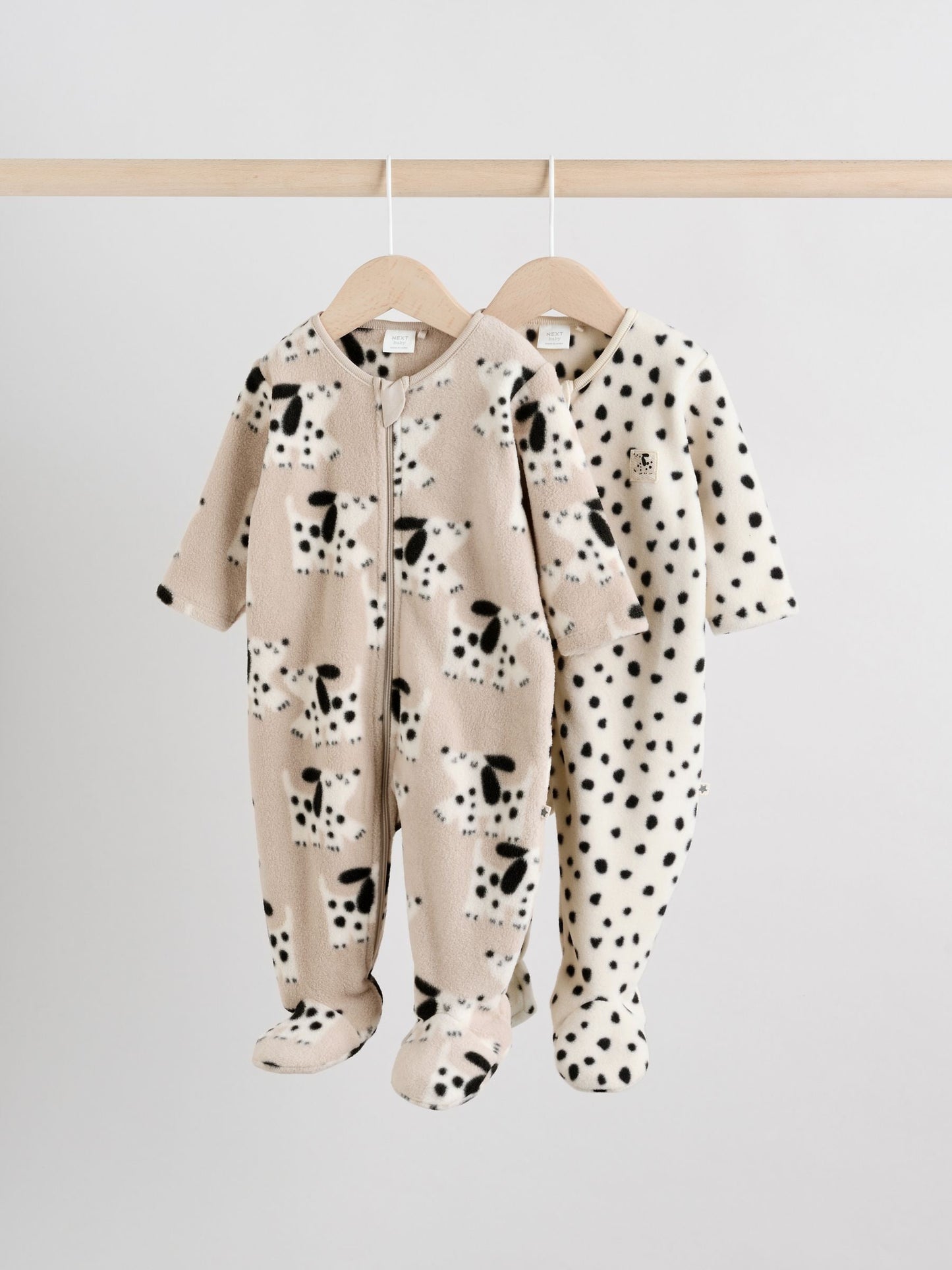 Neutral Baby Micro Fleece Two Way Zip Sleepsuits 2 Pack image 1