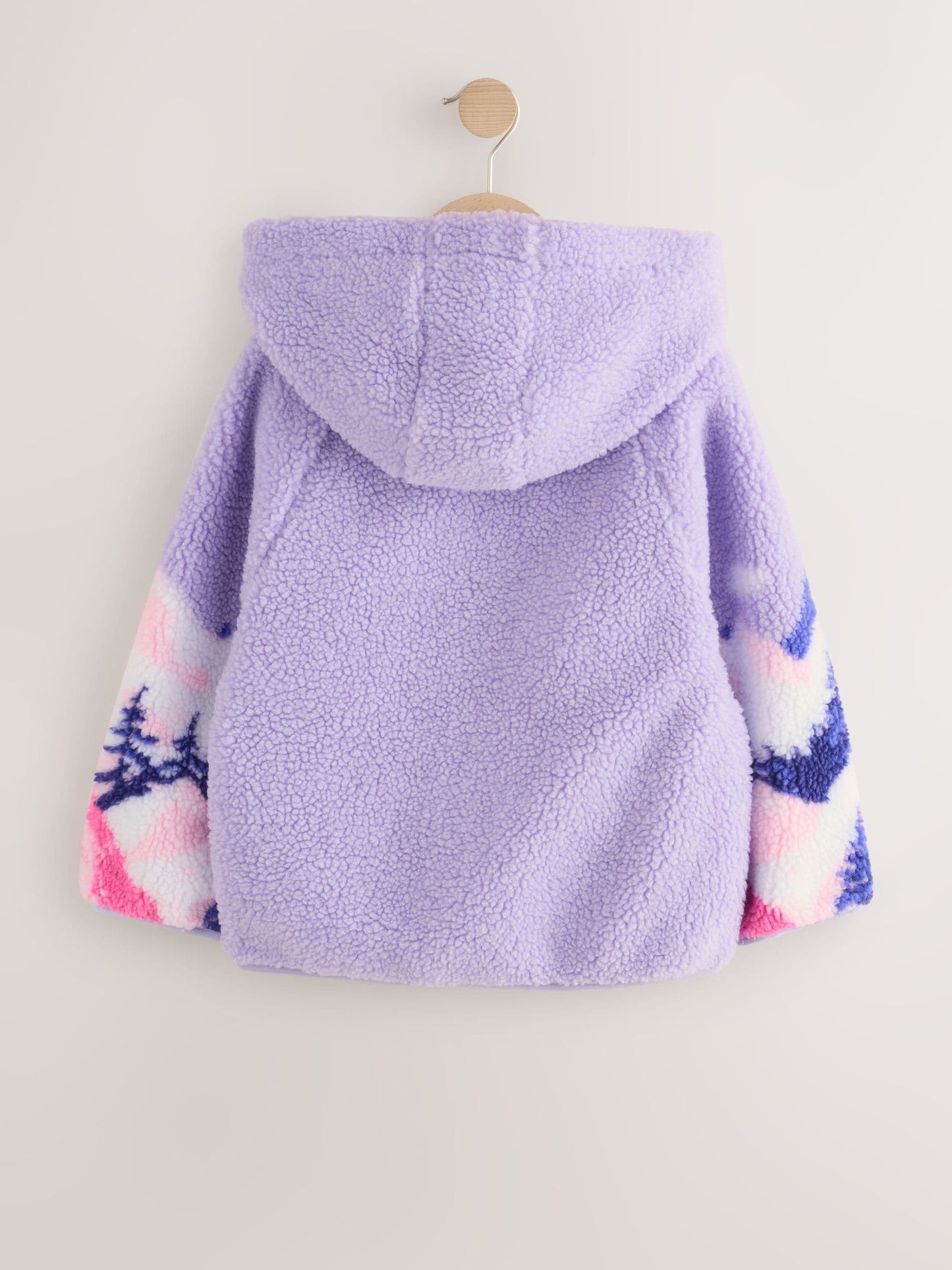 Purple/Pink Mountain Scene Hooded Zip Borg Fleece Jacket (3-16yrs)