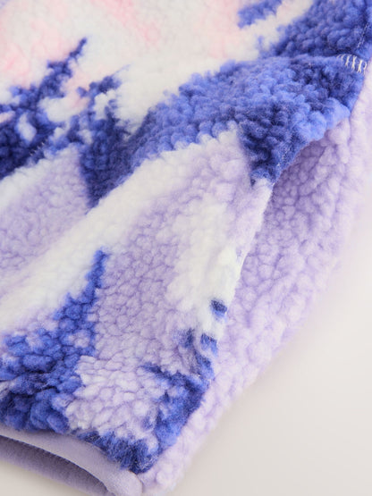 Purple/Pink Mountain Scene Hooded Zip Borg Fleece Jacket (3-16yrs)