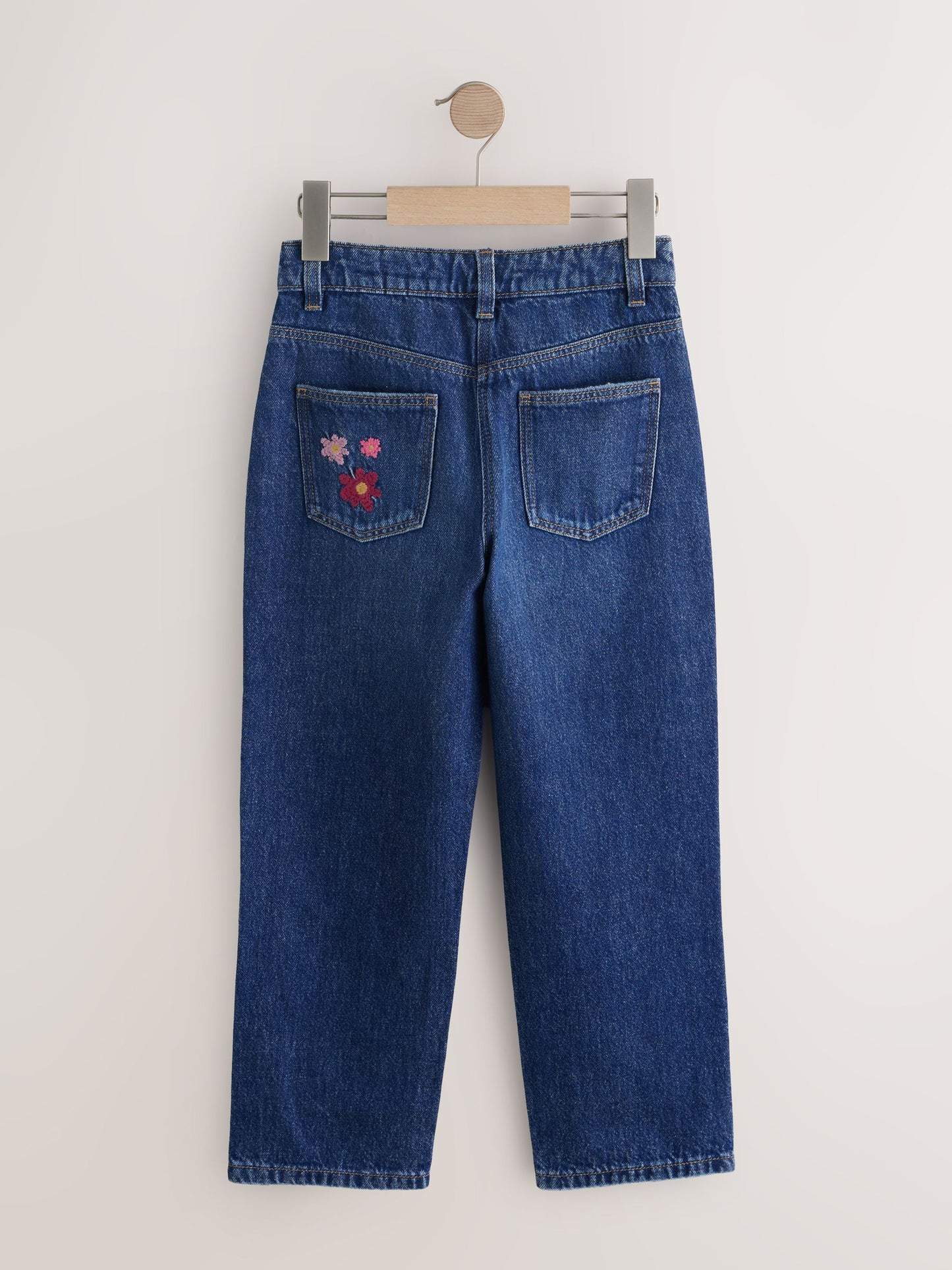 Dsiney Kidz - Mid Blue Regular Fit Floral Embroidered Straight Leg Jeans (3-16yrs) image 6
