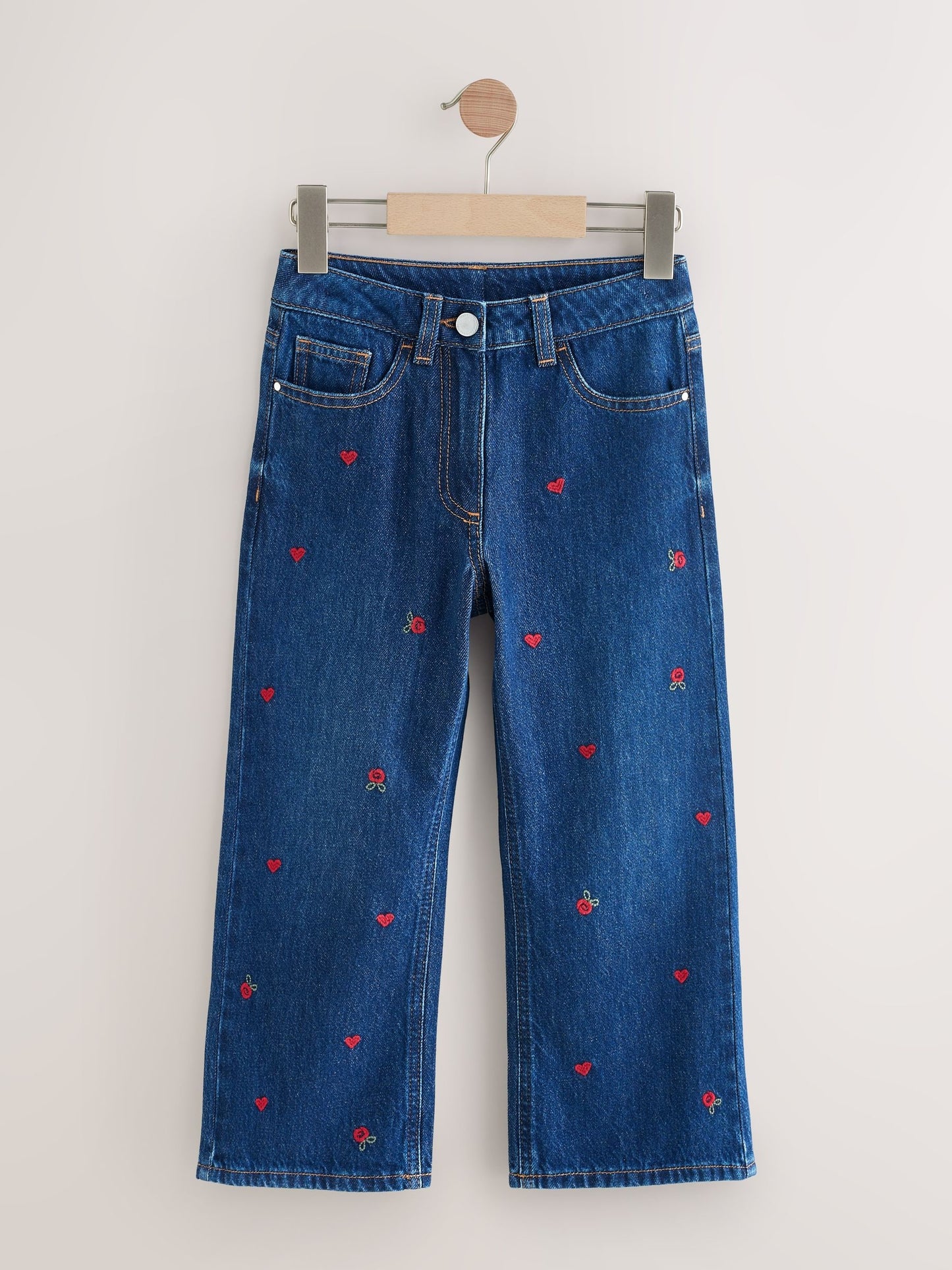 Dsiney Kidz - Dark Blue Wide Floral Print Embellished Jeans (3-16yrs) image 5
