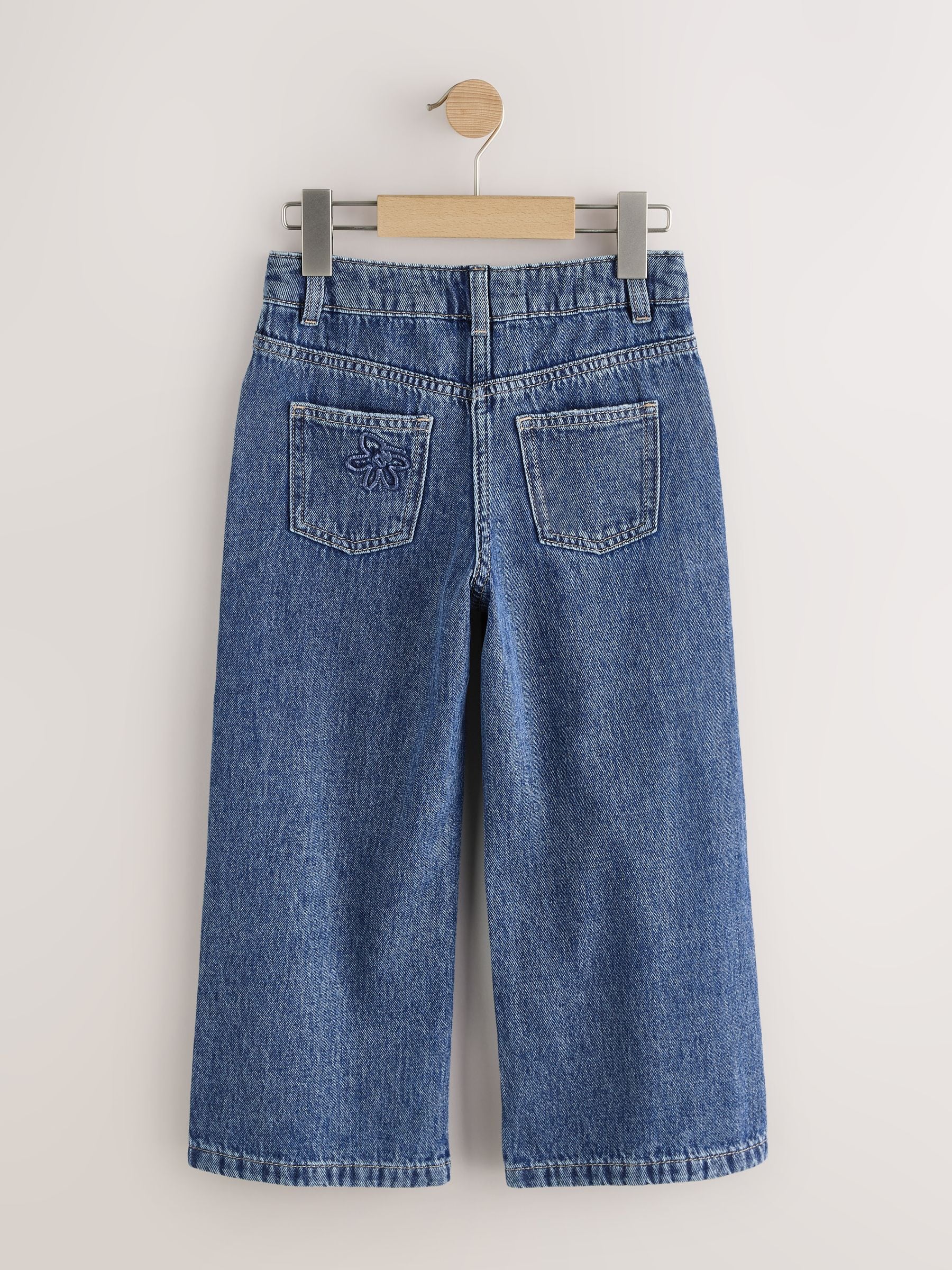 Dsiney Kidz - Mid Blue Wide Fit Wide Floral Print Embellished Jeans (3-16yrs) image 1