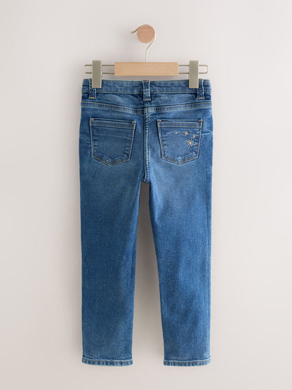 Dsiney Kidz - Mid Blue Skinny Fit Floral Embroidered Straight Leg Jeans (3-16yrs) image 2