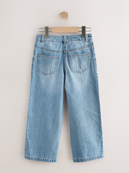 Dsiney Kidz - Mid Blue Denim Floral Print Wide Leg Jeans (3-16yrs) image 2