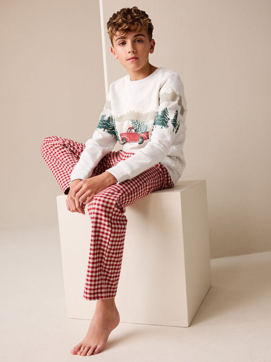 Red Truck Matching Family Christmas Sweatshirt and Flannel Pyjamas (1.5-16yrs) image 1