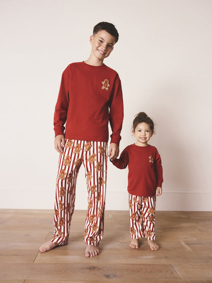 Red Gingerbread Man Matching Family Christmas Cosy Long sleeve Pyjamas (9mths-16yrs) image 1