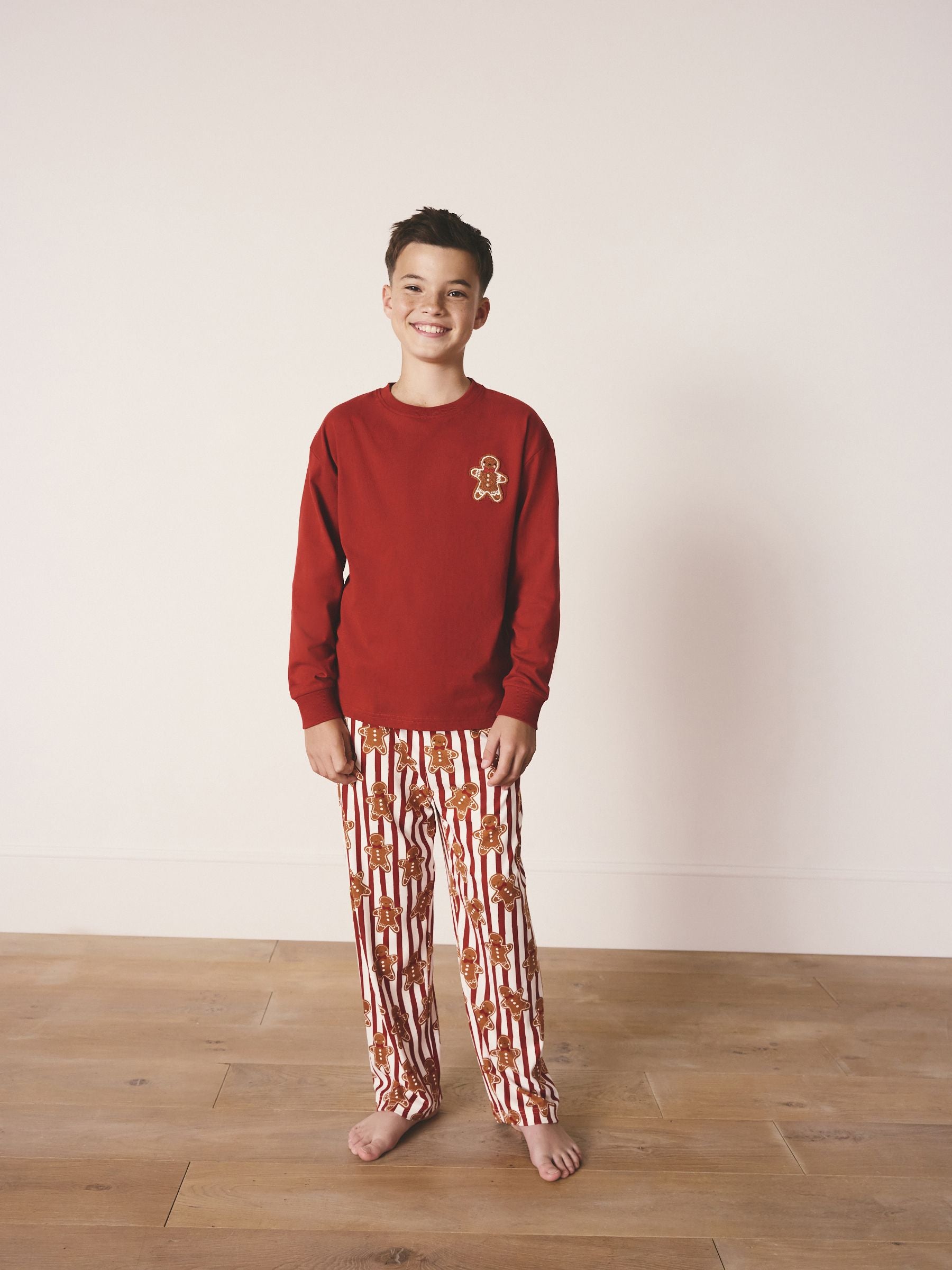 Red Gingerbread Man Matching Family Christmas Cosy Long sleeve Pyjamas (9mths-16yrs) image 5