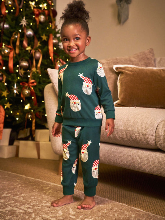 Green Santa Matching Family Christmas Cosy Long Sleeve Pyjamas (9mths-16yrs)