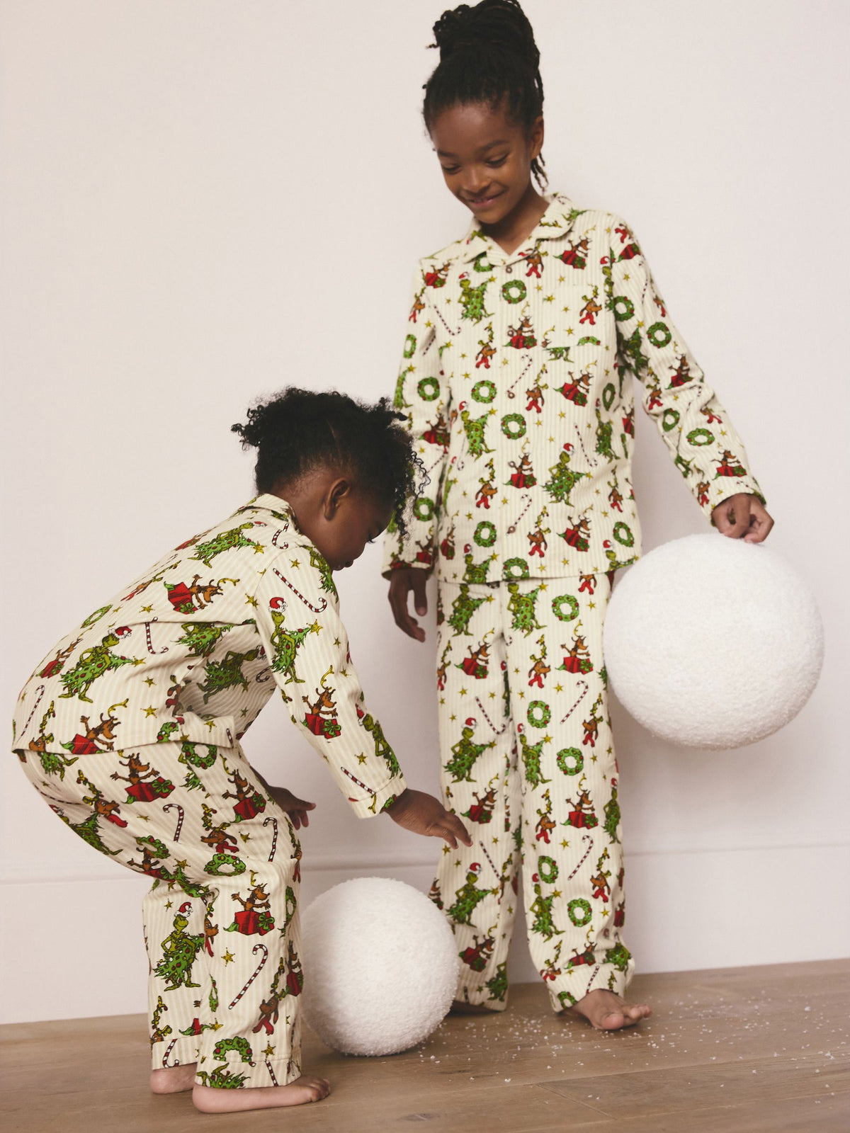 Cream Grinch Matching Family Christmas Button Through Pyjamas (9mths-16yrs) - image 1