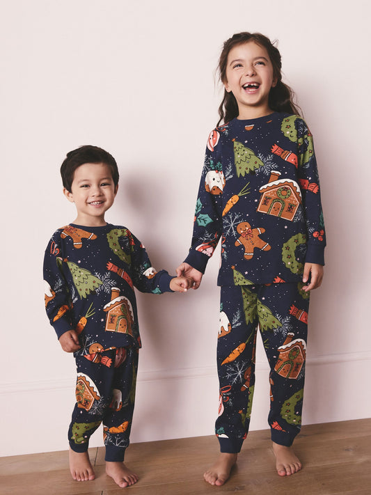 Navy Pudding Matching Family Christmas Pyjamas (9mths-16yrs) image 1