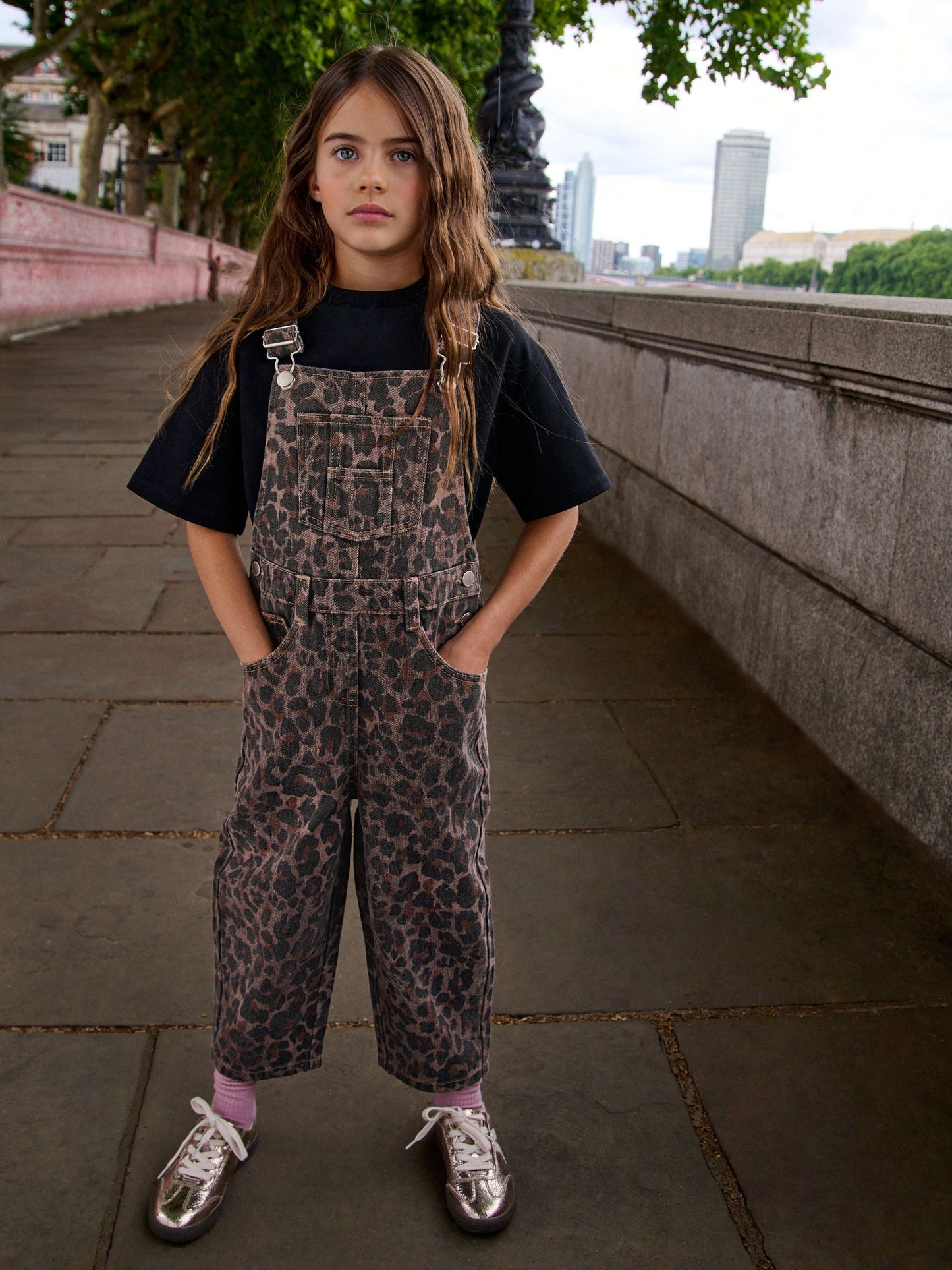 Chocolate Brown Animal Print Dungaree (3-16yrs)