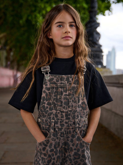 Chocolate Brown Animal Print Dungaree (3-16yrs)