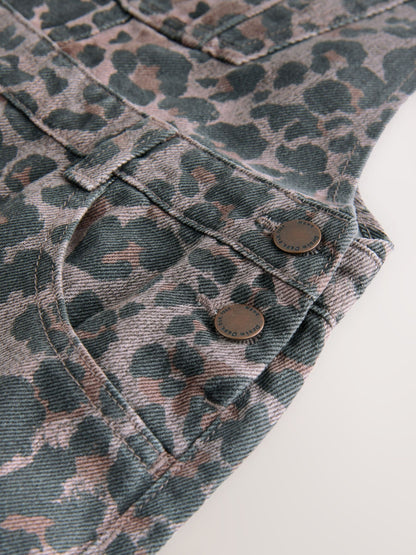 Chocolate Brown Animal Print Dungaree (3-16yrs)
