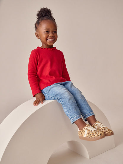 Red Long Sleeve Pointelle T-Shirt (3mths-7yrs)