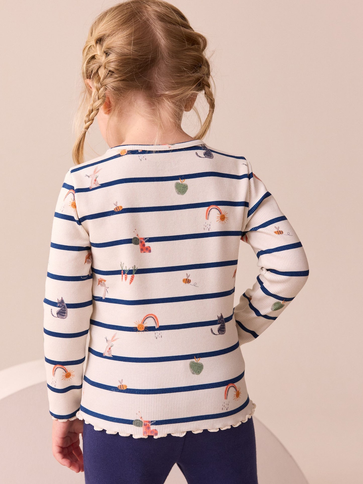 Dsiney Kidz - Ecru/Navy Stripe Character Rib Long Sleeve T-Shirt (3mths-7yrs) image 2