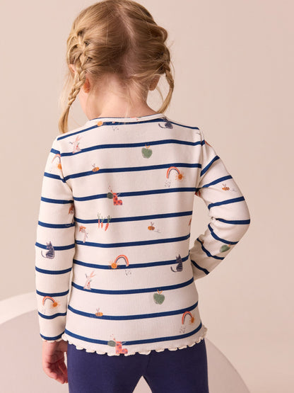 Dsiney Kidz - Ecru/Navy Stripe Character Rib Long Sleeve T-Shirt (3mths-7yrs) image 2
