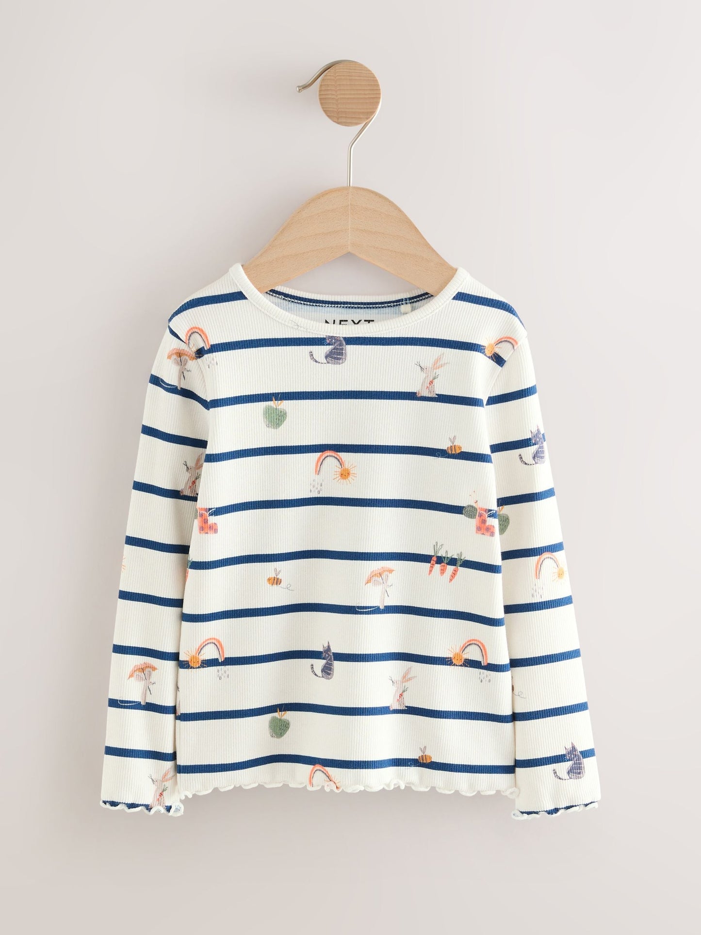 Dsiney Kidz - Ecru/Navy Stripe Character Rib Long Sleeve T-Shirt (3mths-7yrs) image 3