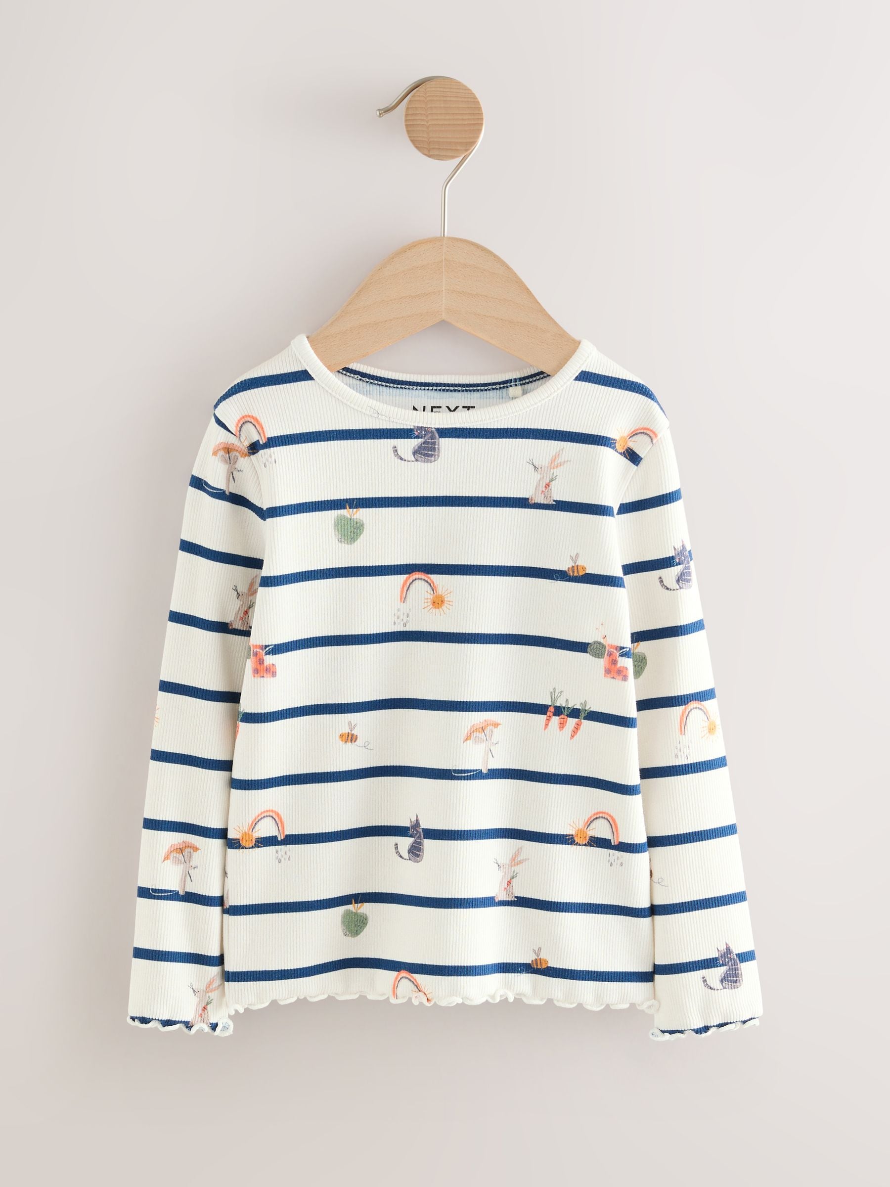 Dsiney Kidz - Ecru/Navy Stripe Character Rib Long Sleeve T-Shirt (3mths-7yrs) image 3