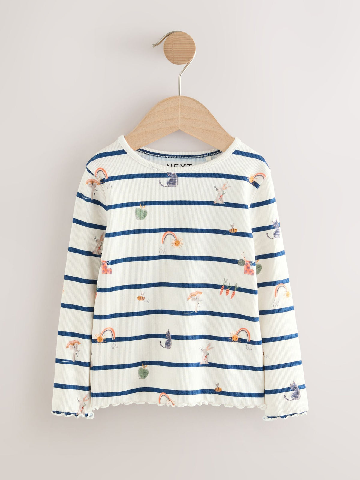 Dsiney Kidz - Ecru/Navy Stripe Character Rib Long Sleeve T-Shirt (3mths-7yrs) image 3