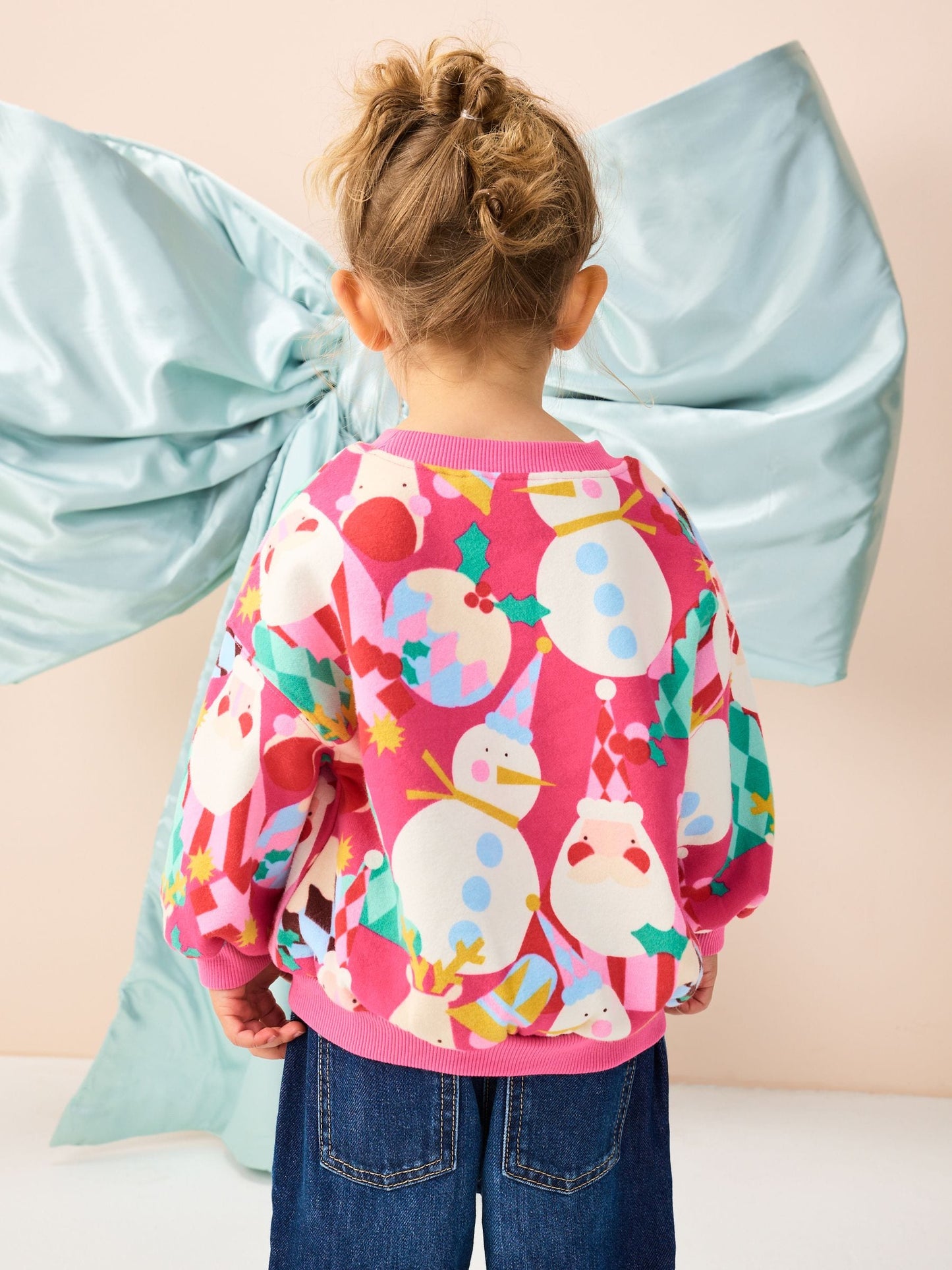 Bright Pink Christmas Print Crew Neck Sweatshirt (3mths-7yrs)