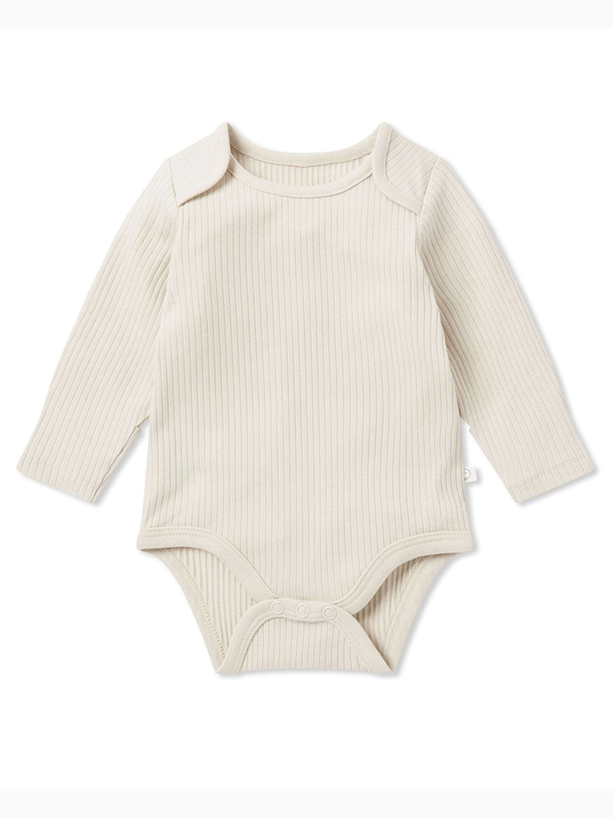 Dsiney Kidz - MORI Natural Ribbed Stretch Long Sleeve Envelope Neckline Bodysuit image 3