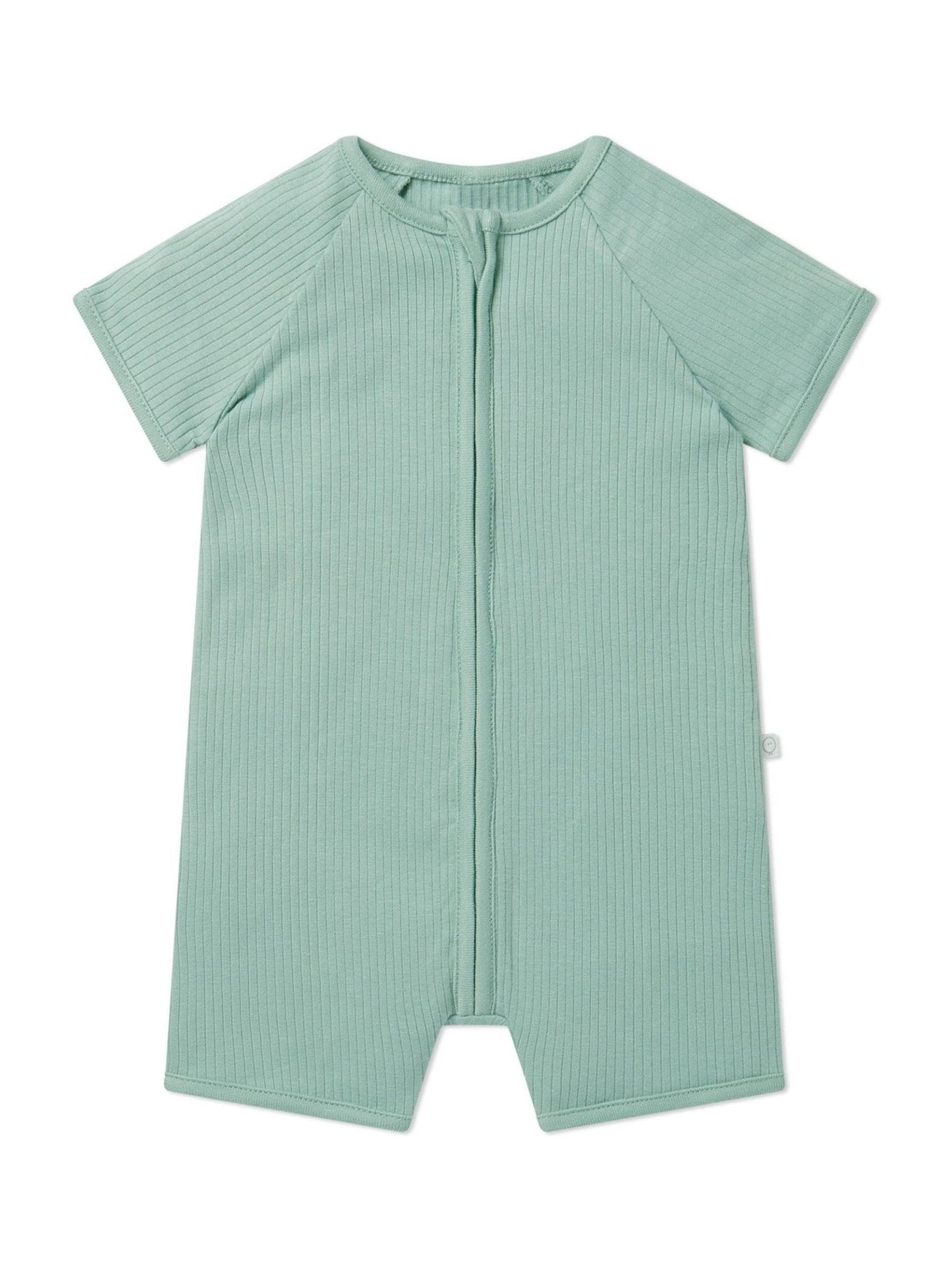 MORI Mint Green Zip Up Summer Short Sleepsuit Romper image 2