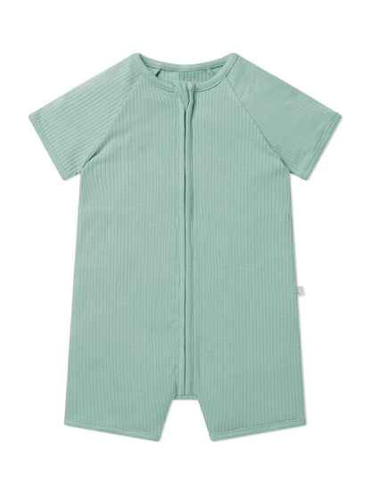 MORI Mint Green Zip Up Summer Short Sleepsuit Romper image 2