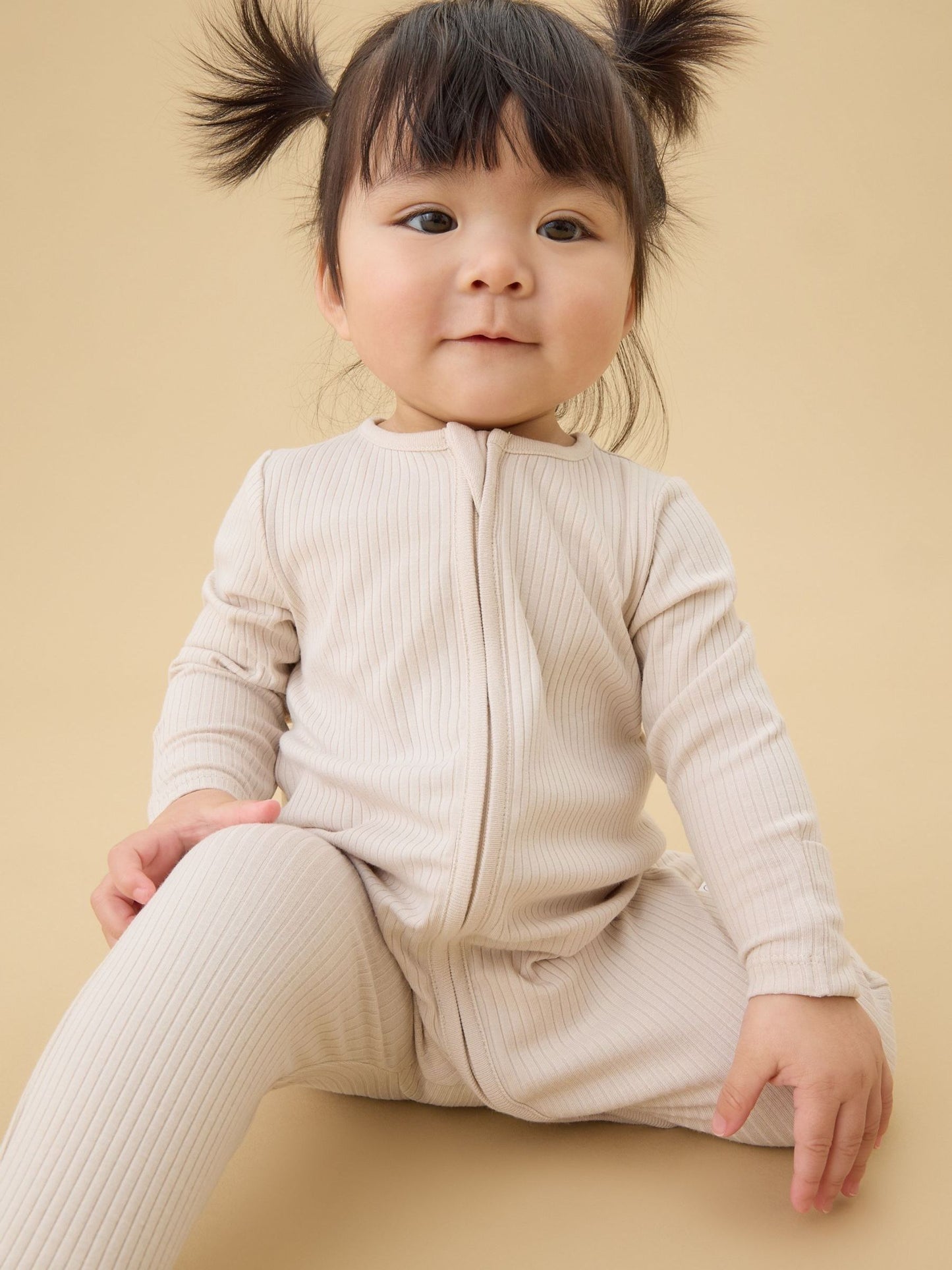 MORI Ecru Stretch Supersoft 2 Way Zip Sleepsuit image 2