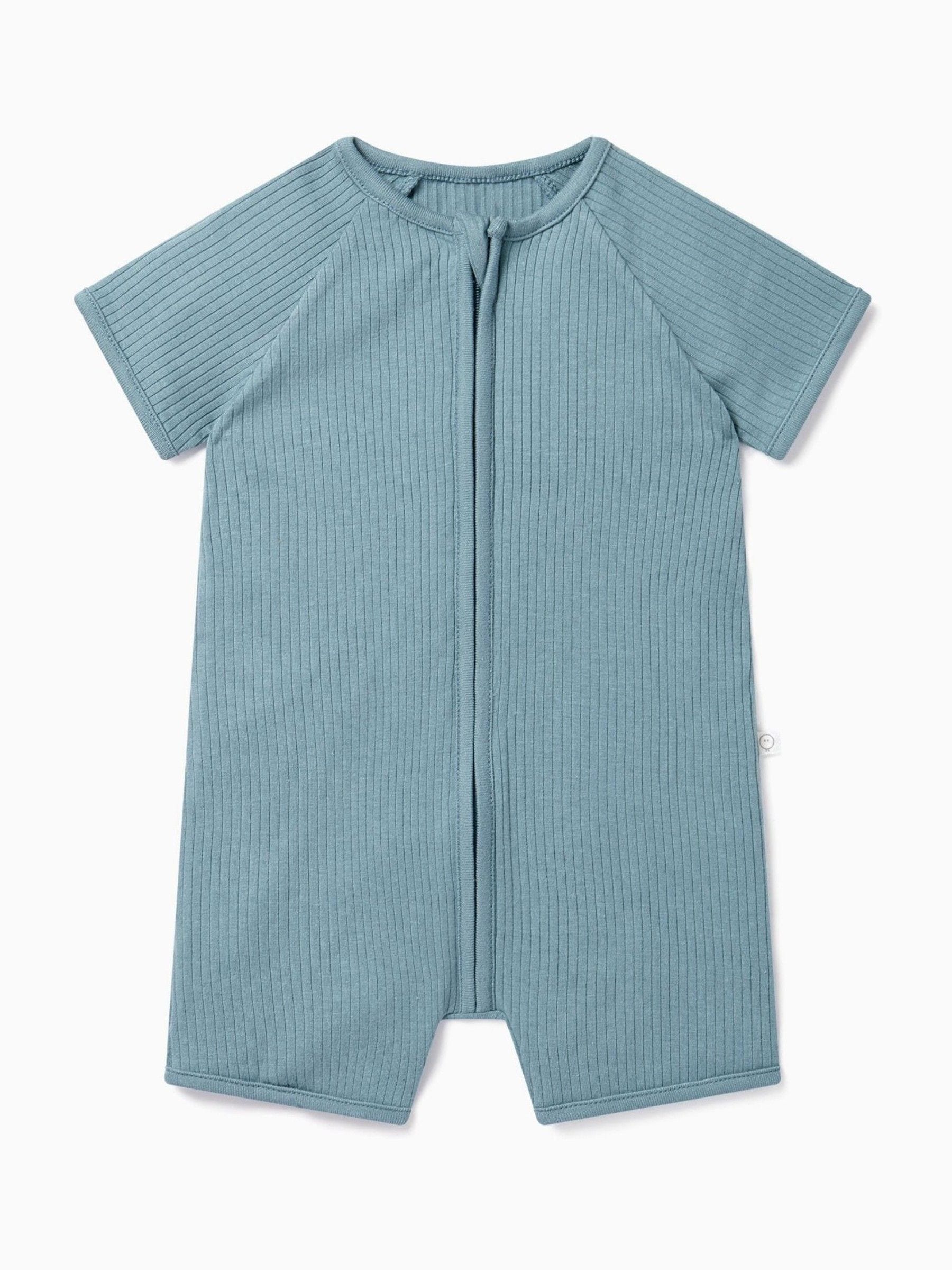 MORI Blue Zip Up Summer Short Sleepsuit Romper image 2