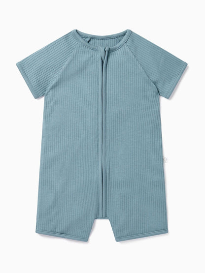 MORI Blue Zip Up Summer Short Sleepsuit Romper image 2