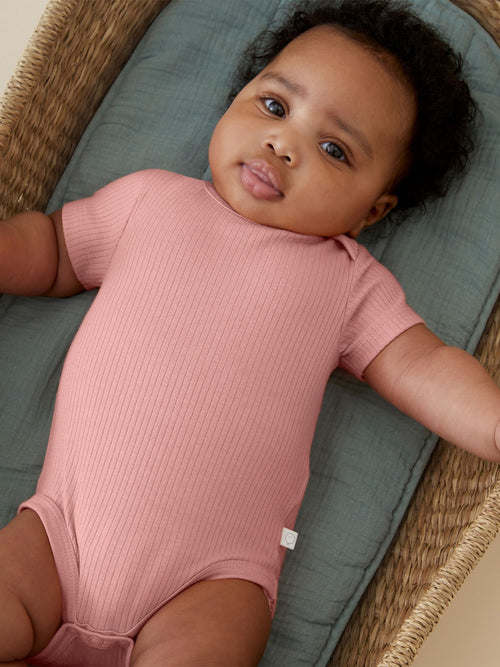 Dsiney Kidz - MORI Pink Ribbed Stretch Short Sleeve Bodysuit image 1