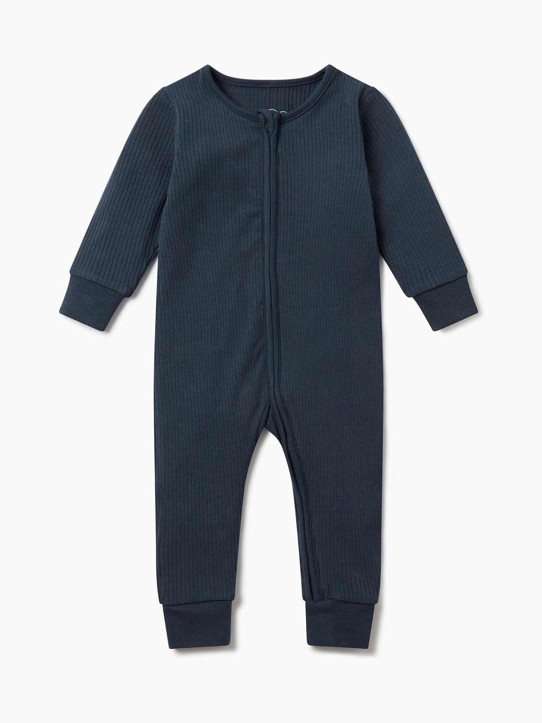 MORI Navy Stretch Supersoft 2 Way Zip Sleepsuit image 2