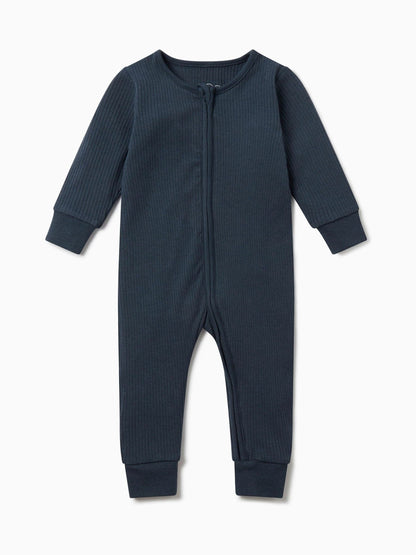 MORI Navy Stretch Supersoft 2 Way Zip Sleepsuit image 2