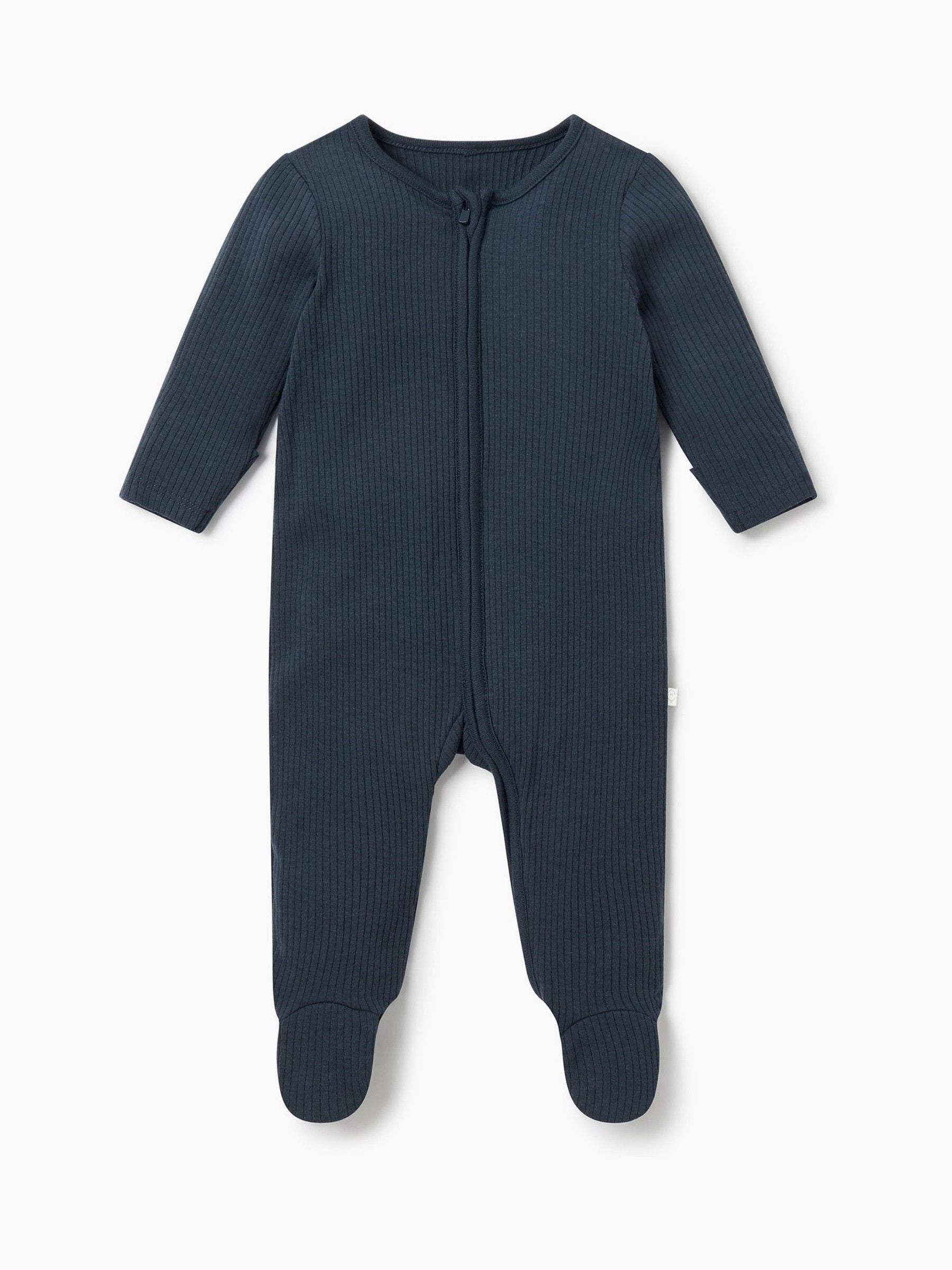 MORI Navy Stretch Supersoft 2 Way Zip Sleepsuit image 3