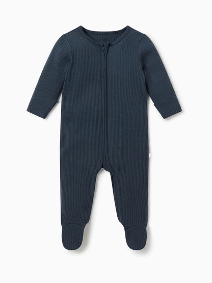 MORI Navy Stretch Supersoft 2 Way Zip Sleepsuit image 3