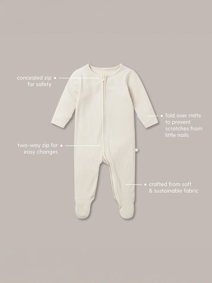 MORI Navy Stretch Supersoft 2 Way Zip Sleepsuit image 4