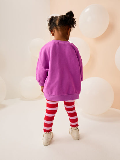 Purple Squeaky Reindeer Christmas Sweatshirt & Leggings Set (3mths-7yrs)