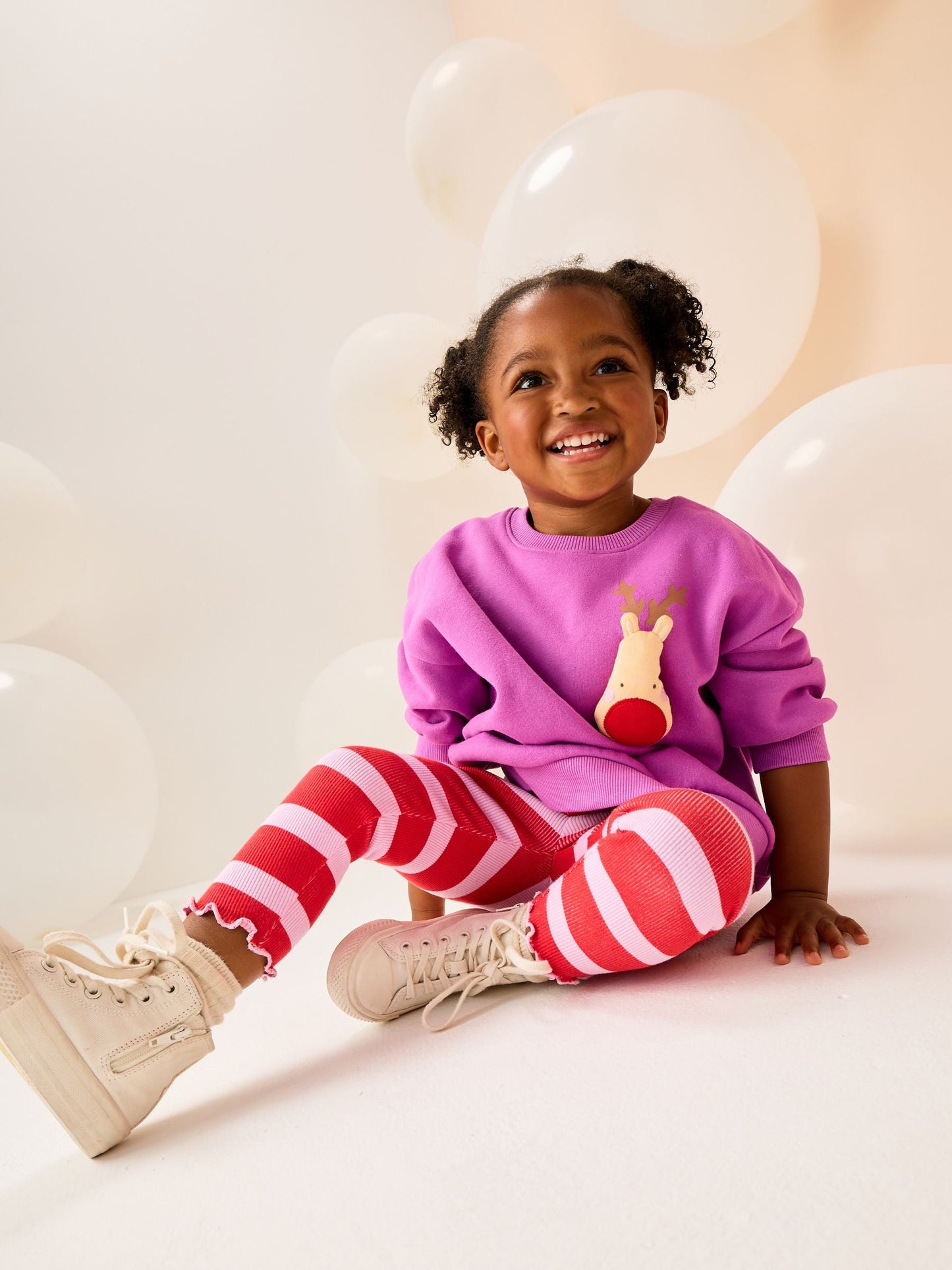 Purple Squeaky Reindeer Christmas Sweatshirt & Leggings Set (3mths-7yrs)