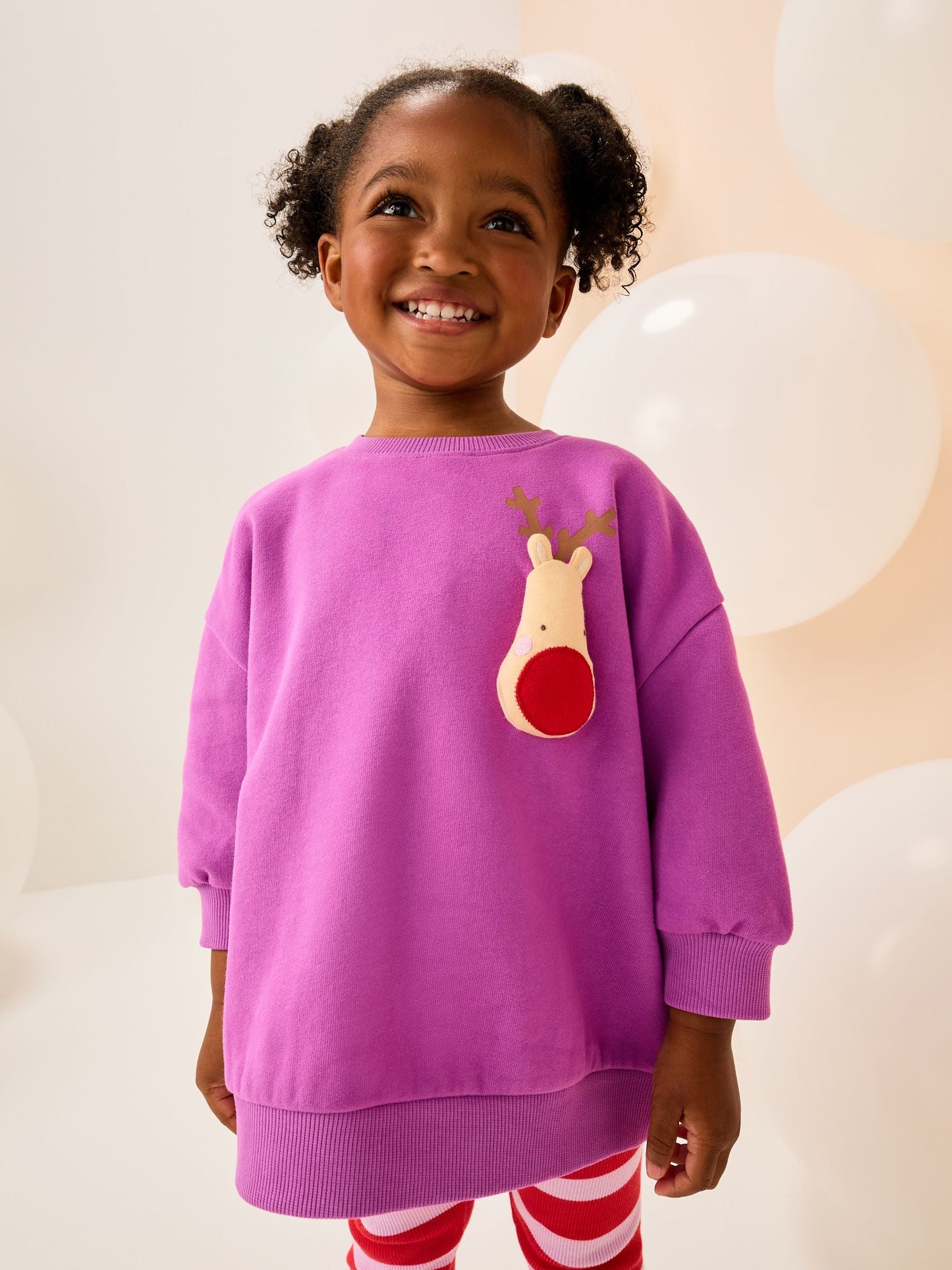 Purple Squeaky Reindeer Christmas Sweatshirt & Leggings Set (3mths-7yrs)