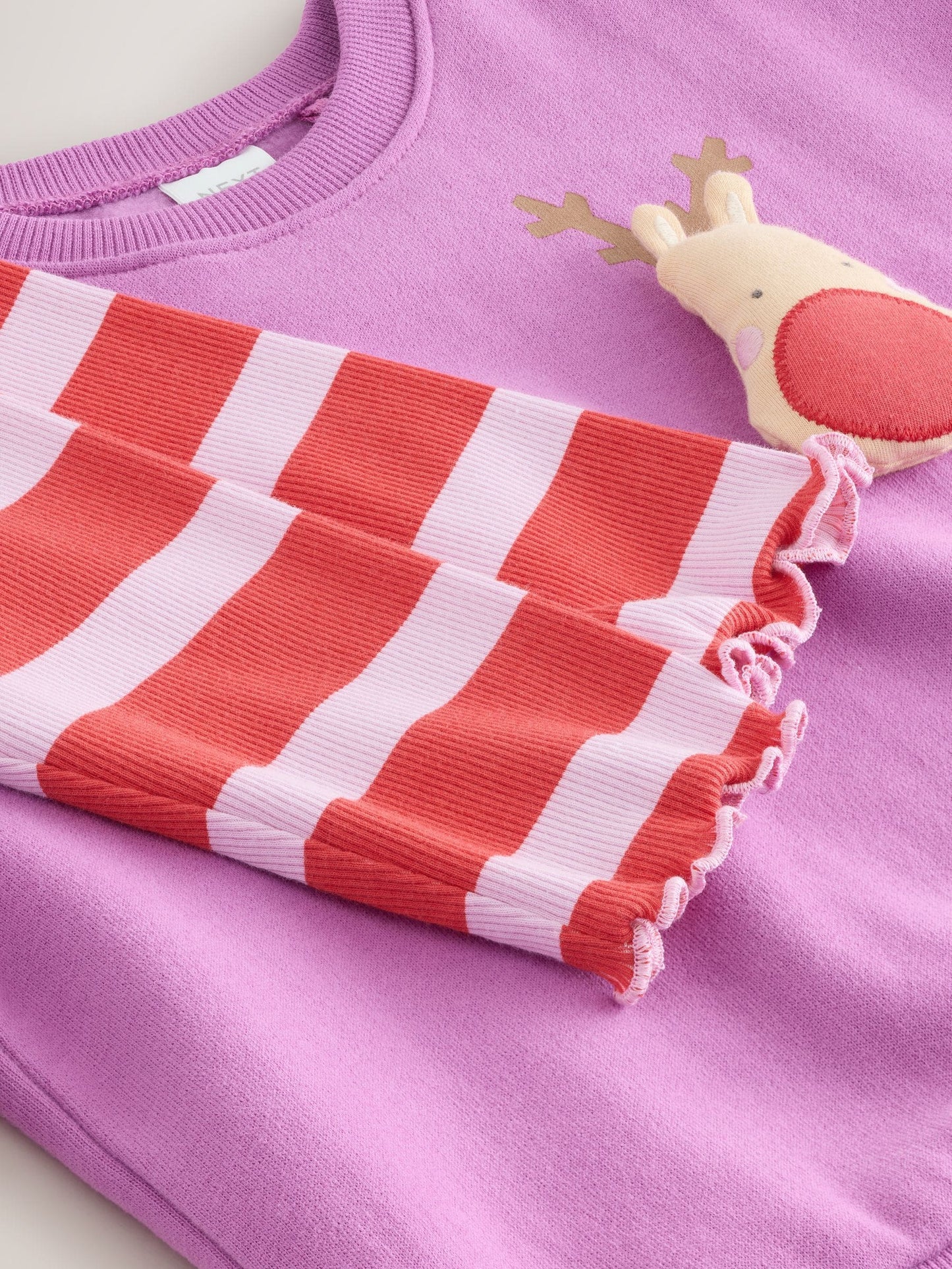 Purple Squeaky Reindeer Christmas Sweatshirt & Leggings Set (3mths-7yrs)