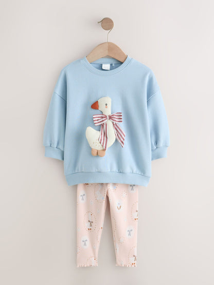 Blue Bow Duck Sweatshirt & Leggings Set (3mths-7yrs) image 4