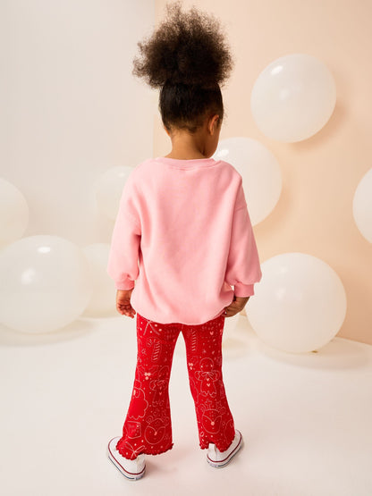 Pink/Red Christmas Sweatshirt and Flare Leggings Set (3mths-7yrs)