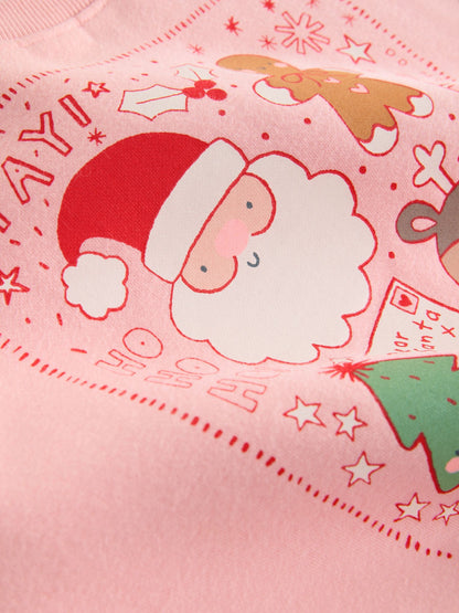 Pink/Red Christmas Sweatshirt and Flare Leggings Set (3mths-7yrs)