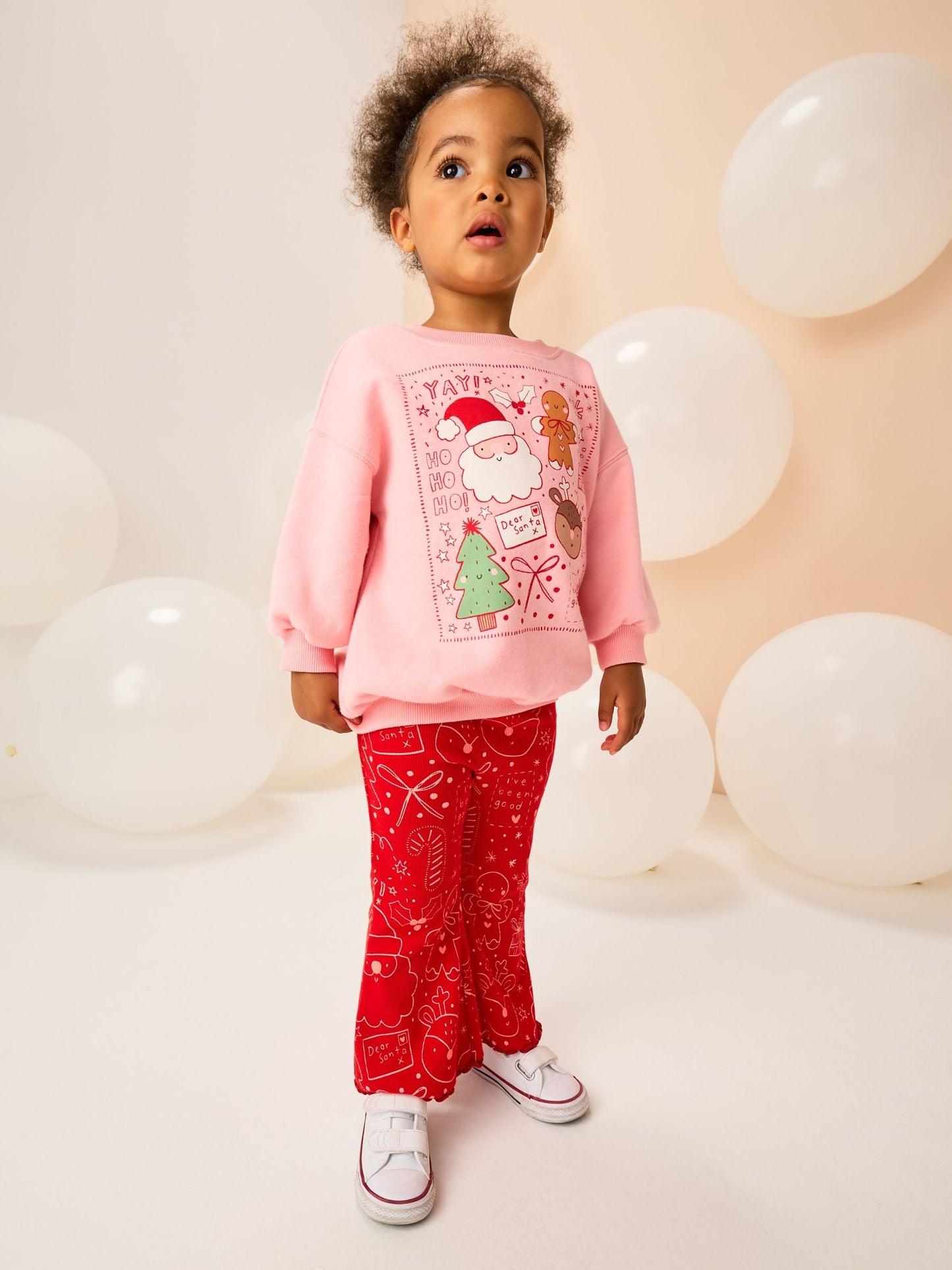 Pink/Red Christmas Sweatshirt and Flare Leggings Set (3mths-7yrs)