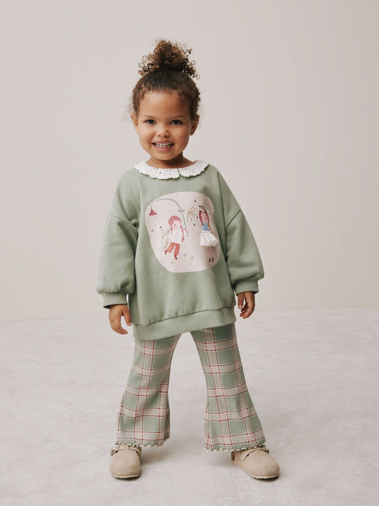 Green Fairy Collared Sweatshirt & Flare Leggings Set (3mths-7yrs) image 1
