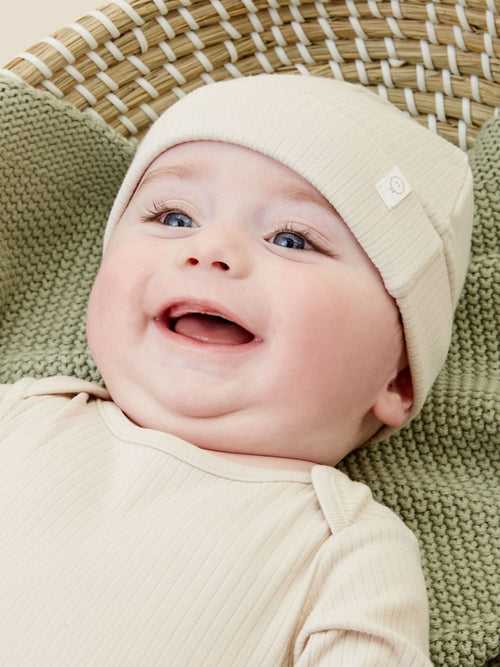MORI Ecru Stretch Baby Hat image 1