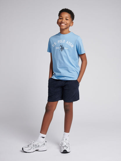 Dsiney Kidz - U.S. Polo Assn Blue Boys 100% Cotton Terry Shorts image 3